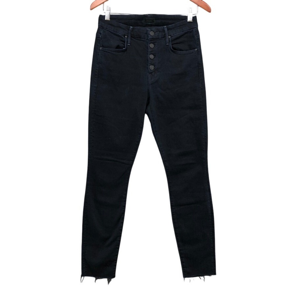 Mother The Pixie Ankle Fray Jeans Womens 27 Holding Hands Black Skinny High Rise
